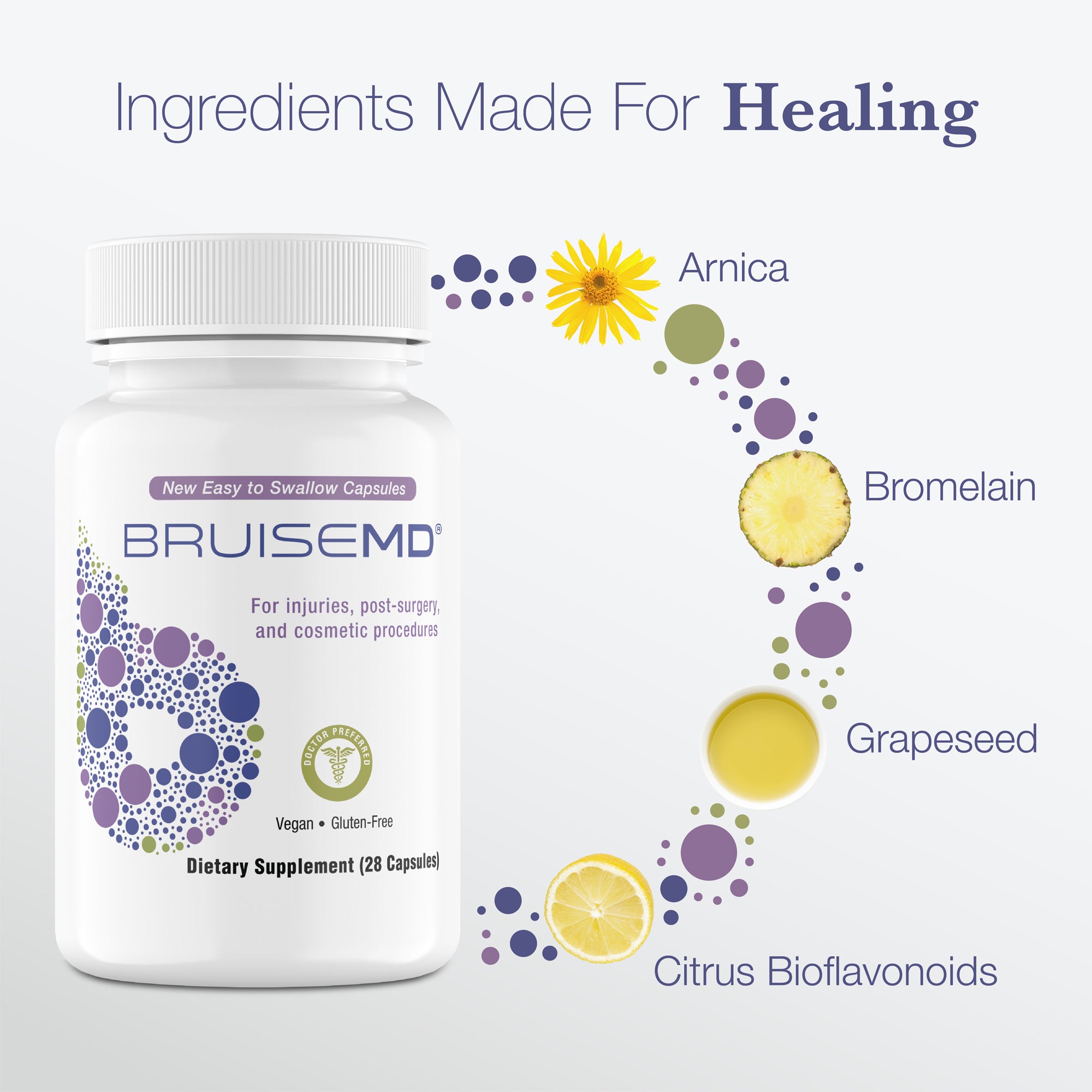 BruiseMD Arnica Bromelain Supplement for Bruises and Swelling (Capsules) - Doctor Preferred Formulation