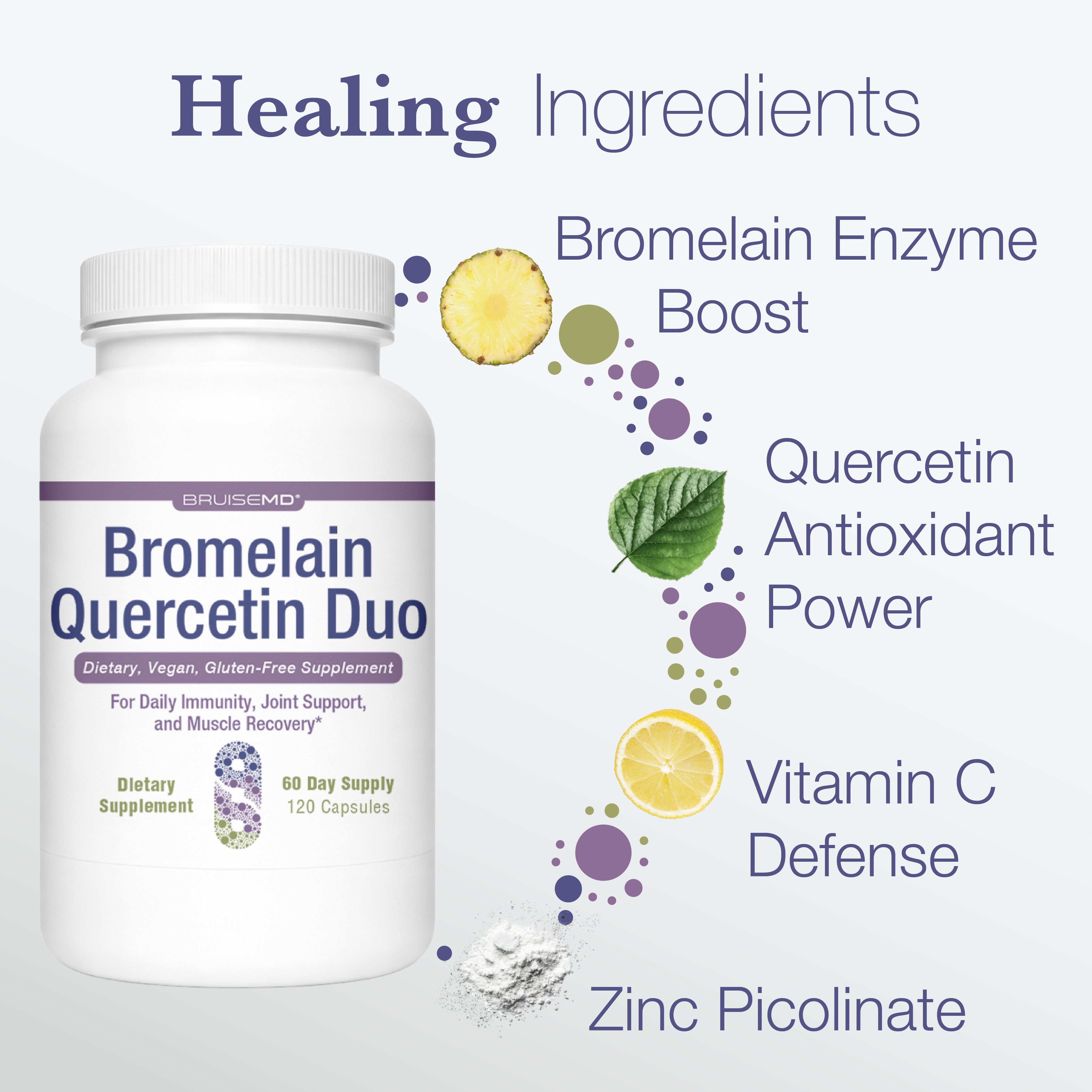 BruiseMD Bromelain + Quercetin Supplement for Immune Support, Inflammation Relief & Muscle Recovery (Capsules) – Doctor Preferred Formulation